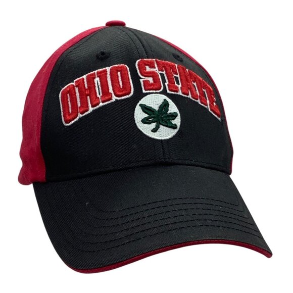 Ohio State Buckeyes Embroidered Logo Adjustable Cotton Baseball Cap Red & Black - Picture 1 of 7